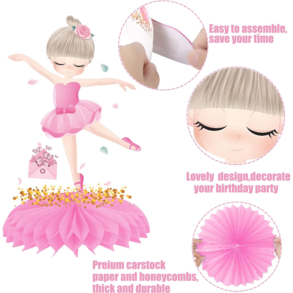 Ballet Girls Party Decorations Ballet Girls Party Honeycomb Centerpieces Dancing Girl Paper Table Centerpieces Girls Birthday Party Wedding Supplies