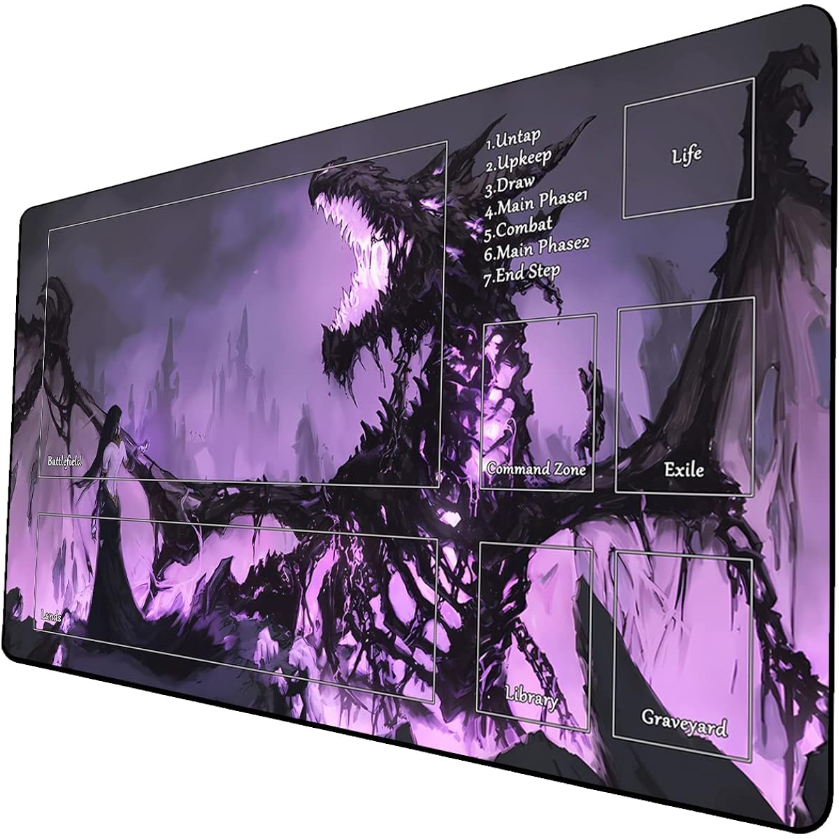 MTG Playmat Game Playmat MTG TCG 24 x 14 Inch Trading Card Inked Game Playmat with Storage Bag Smooth Rubber Surface Battle Game