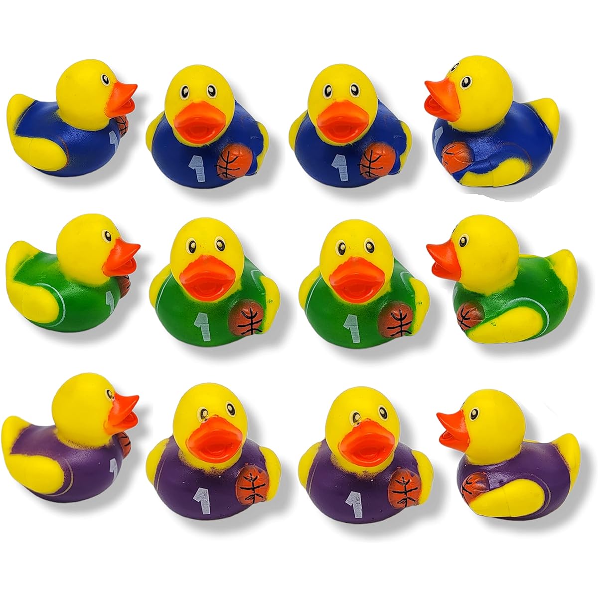 Cool Sports Themed Rubber Ducks (2 Inch) (12 Pack) Cute Duck Bathtub Pool Toy (Basketball)