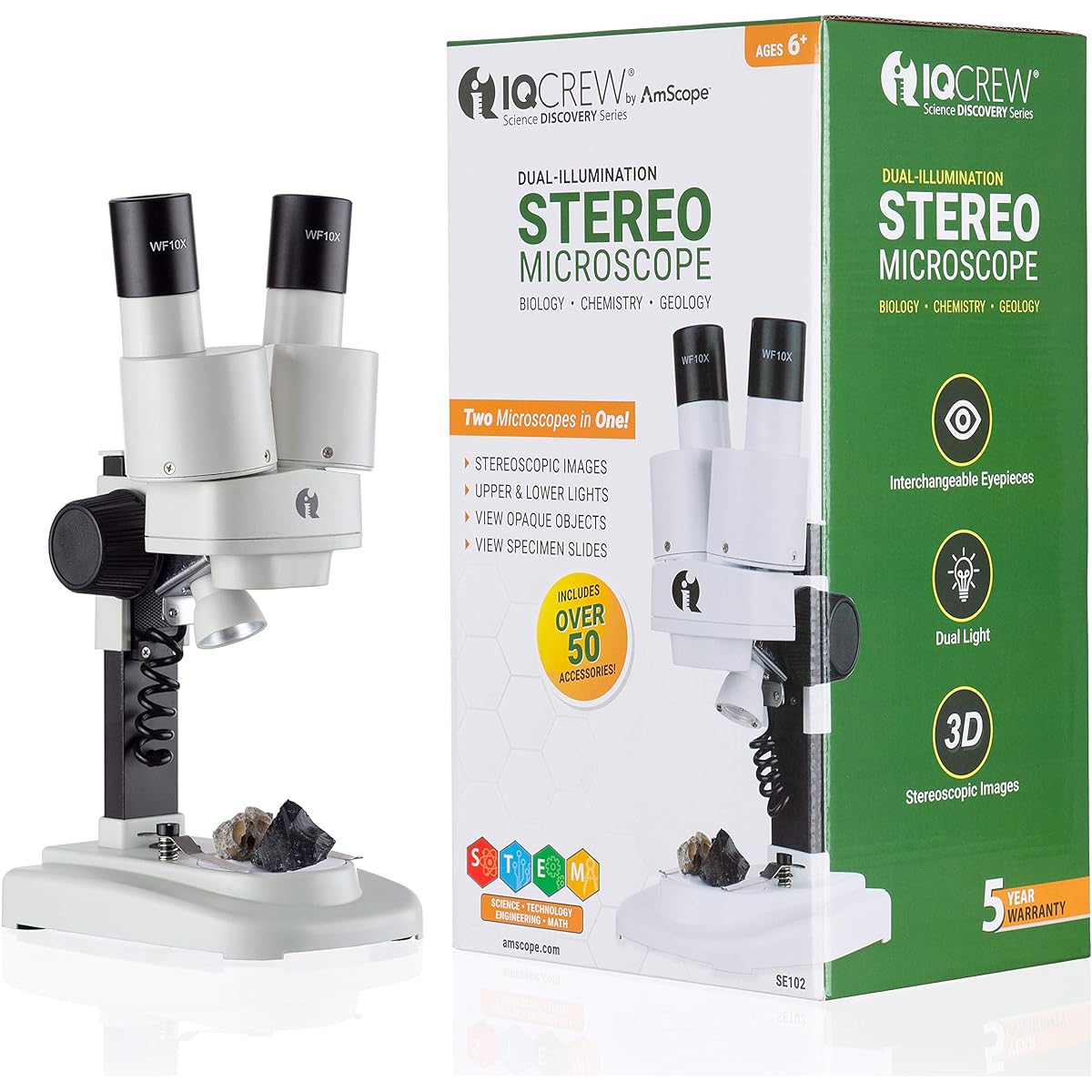 IQCREW Science Discovery Series Dual Illumination Stereo Microscope