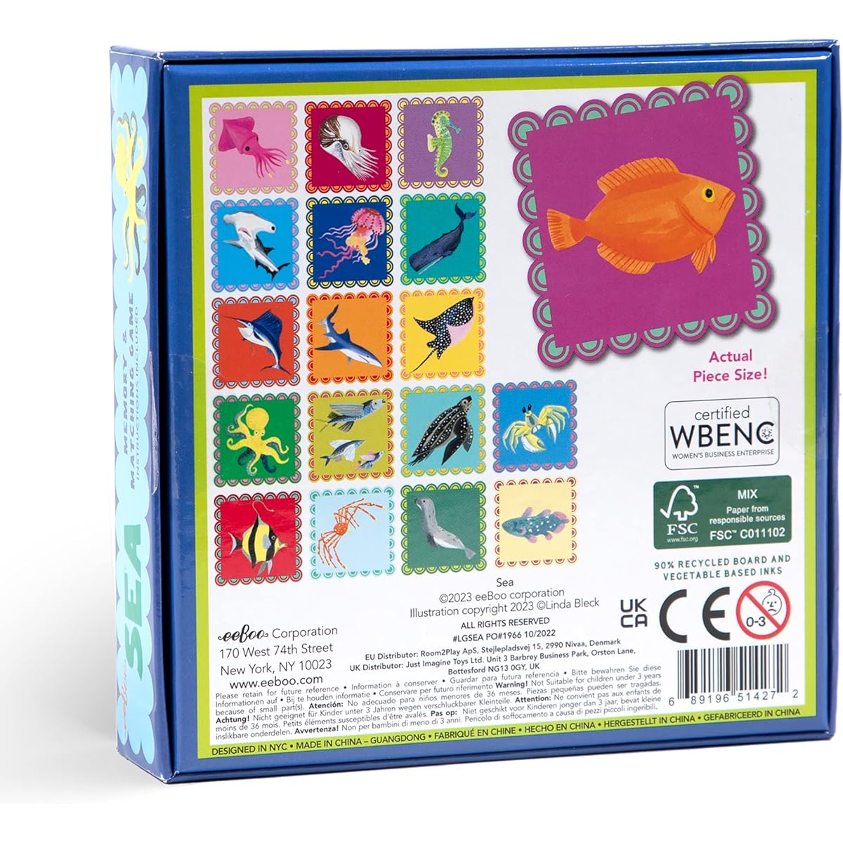 eeBoo Sea Little Square Memory & Matching Game Developmental and Educational Fun Ages 3+