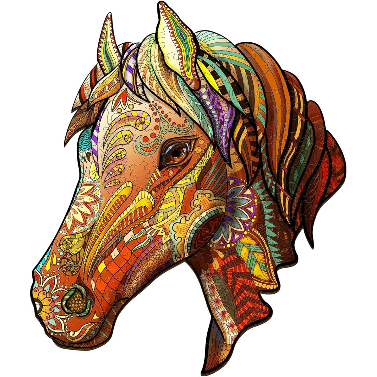 KAAYEE Wooden Jigsaw Puzzle - 300 Piece 16.5 x 14 Inch Horse Wooden Jigsaw Puzzle for Adults, Nicely Packaged for Gifting, Challenging Unique Shape Jigsaw Pieces
