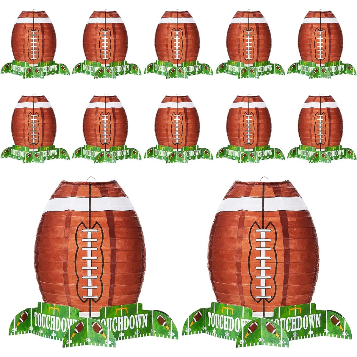 Football Paper Lanterns Table Centerpiece Decoration Set Soccer Ball Game Lanterns with Stand Pieces Sports Game Football Kids Birthday Party Supplies 12 Inch (16 Pieces)