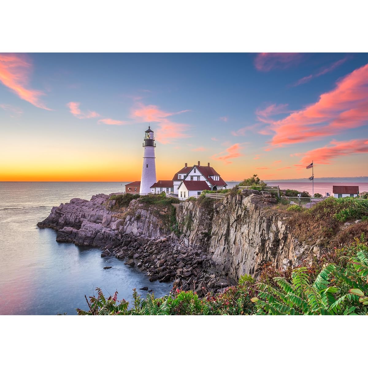 Portland Lighthouse Puzzle for Adults 1,000 Piece Beach Scenery Nature Puzzle Lighthouse Decor Maine Jigsaw Puzzle Lighthouse Gift