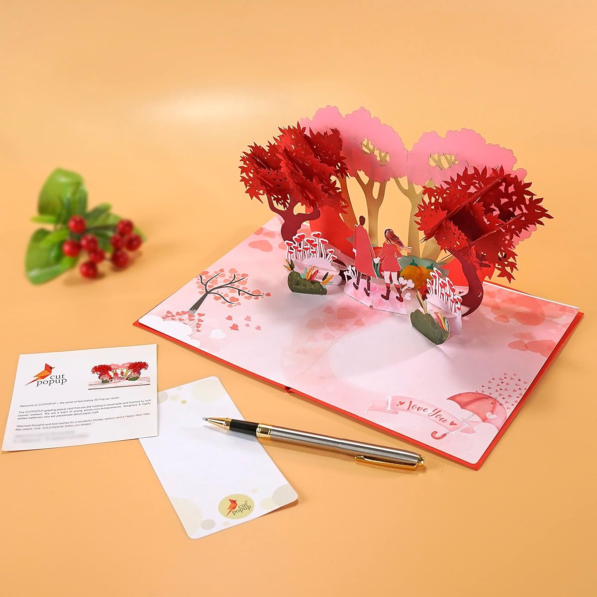 CUTPOPUP Valentine's Day Cards Pop Up 3D Romantic Love Cards for Valentine's Day (Autumn Forest Couple)