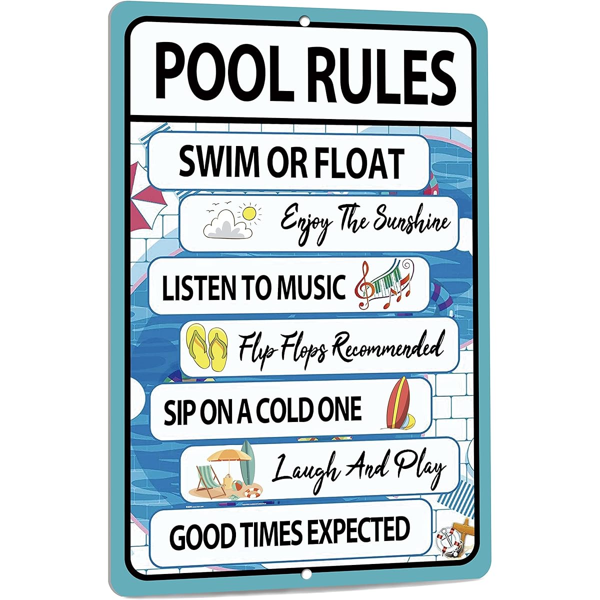 Saraheve Pool Rules Sign Indoor/Outdoor Swimming Pool Party Decor 12x8 Inch Funny Aluminum Metal Sign