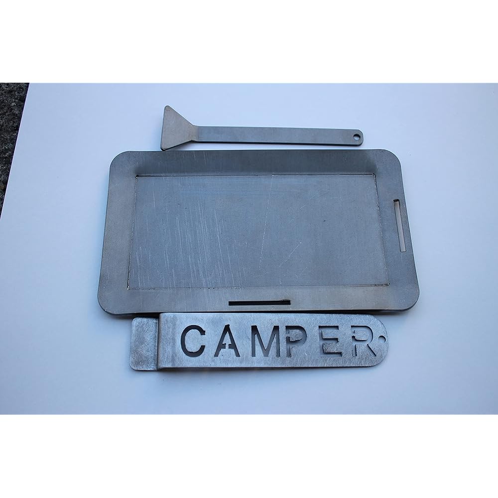 CAMPER Solo Teppanyaki Barbecue Mini Camping Teppanyaki Yakiniku Single Burner Extra Thick Iron Plate Thickness Made in Japan [Made by Iron Works] Iron Plate and Bars Included