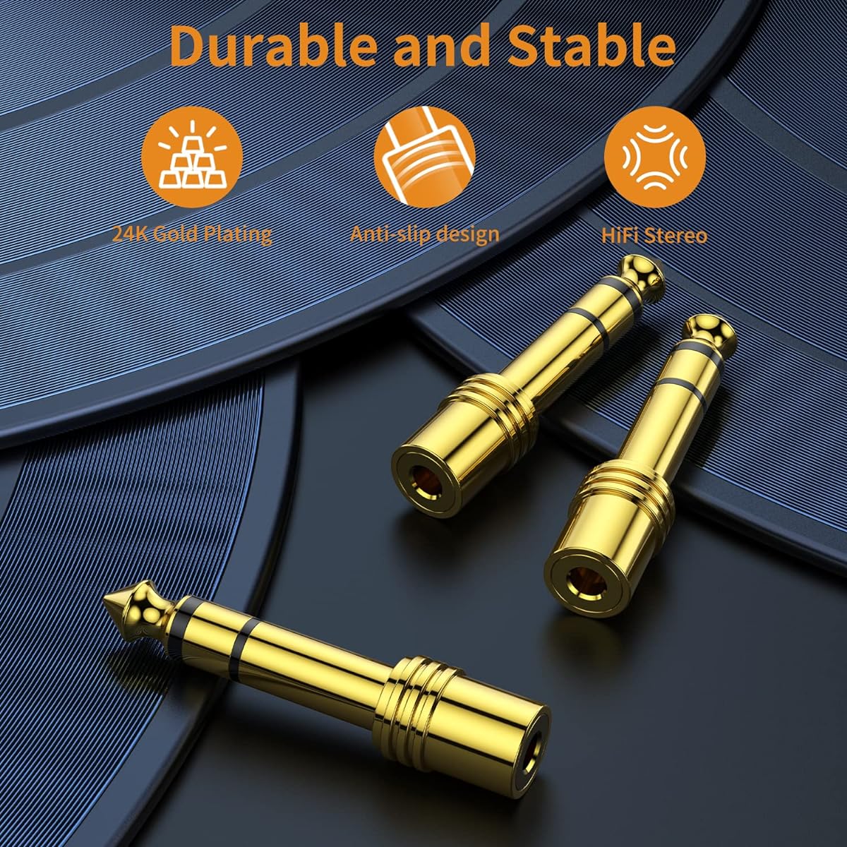 6.35mm 1/4 Male to 3.5mm 1/8 Female Stereo Headphone Adapter TRS Audio Jack Plug Gold Plated for Amplifier Guitar Keyboard Piano Laptop Home Theater Phone 3 Pack