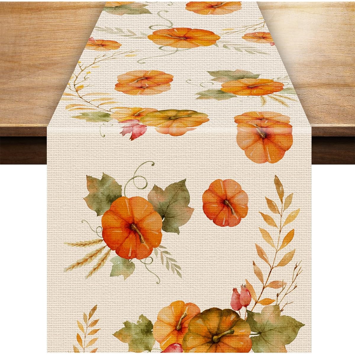 Fall Table Runner 13x72 Inch Pumpkin Table Runner Decorations Burlap Table Runner Thanksgiving Table Runner for Kitchen Party Bar Restaurant