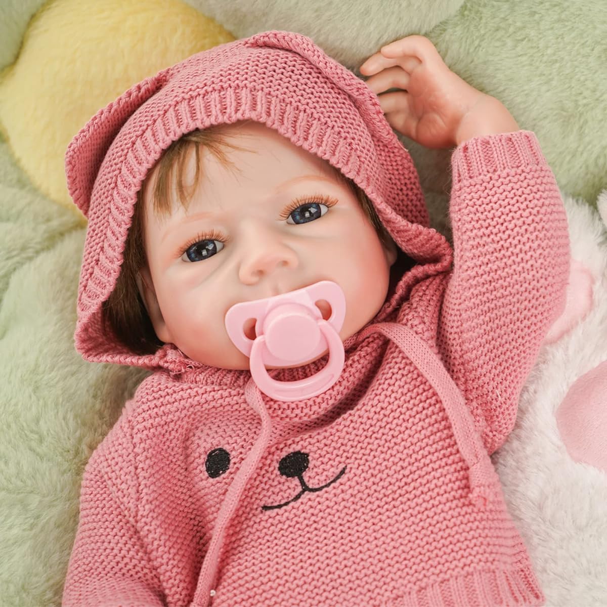 CUAIBB Reborn Baby Doll 18 Inch Lifelike Vinyl Reborn Baby Doll Silicone Realistic Reborn Baby Doll Girl with Breastfeeding Kit Gift Box Set for Kids Ages 3+ (Pink Girl)