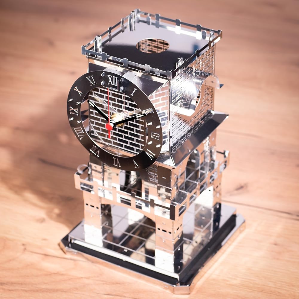 METAL-TIME, 3D Model Clock Kit, 3D Puzzle Clock, Steel 3D Metal Puzzle, Clock Model Kit for Adults Master of Time, Functional Clock with Fluorescent Arrows, Candle Place by Metal Time