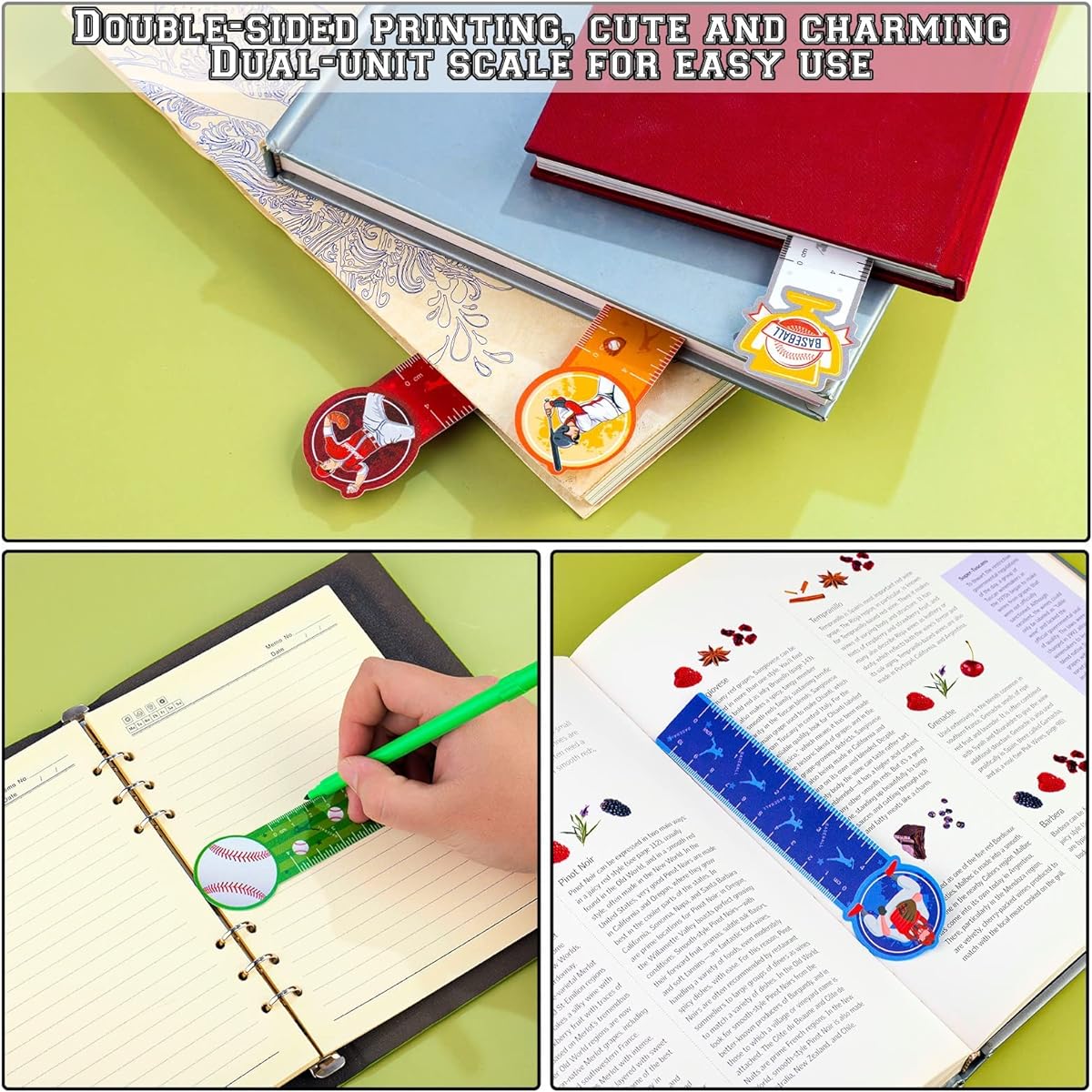 Video Game Bookmark Ruler Gamer Birthday Party Pixelated Bookmark Reading Ruler for Kids Birthday Students Teens Video Game Party Supplies Classroom Favors (Baseball) 60 Pieces