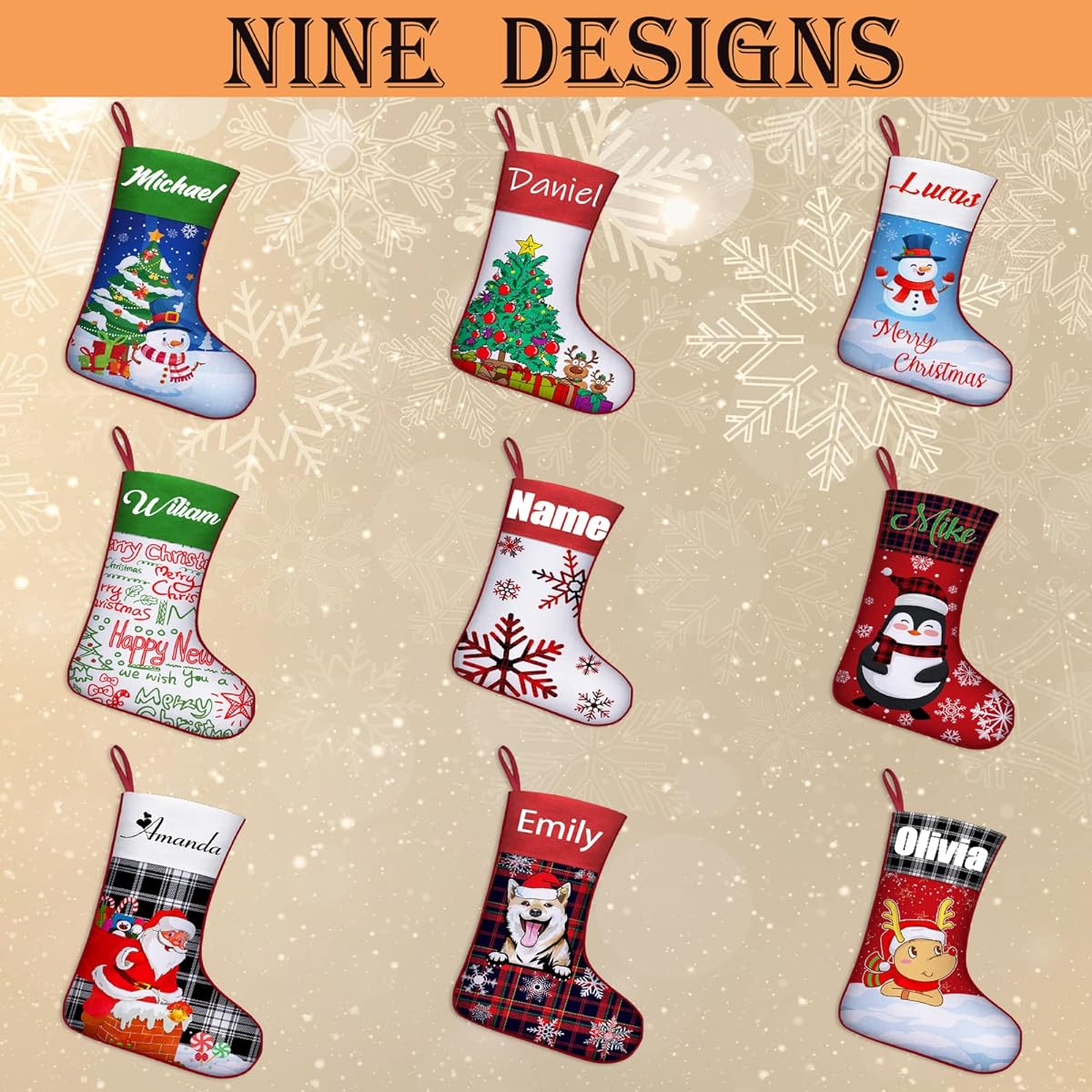 Qingxily Customized Christmas Stockings 2 Pack Custom Stockings with Name Christmas Decorations Holiday