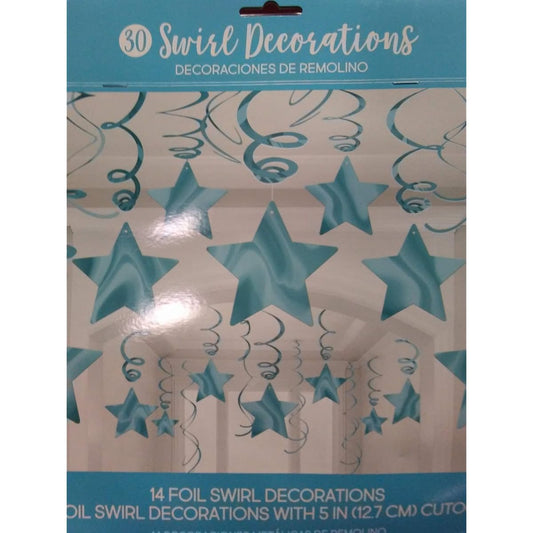amscan Blue Star Hanging Swirl Decorations Value Pack 30pcs