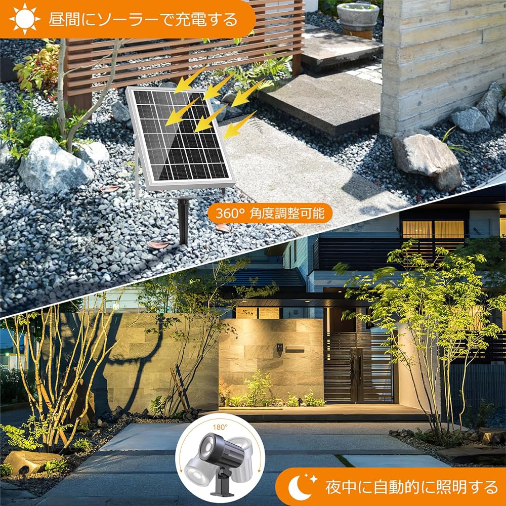 MEIKEE 6-Light Solar Garden Light with Remote Control, Stylish, Solar Charging, Separated Type, Garden Lighting/Dark Sensor, Automatic On/Off, 6,000 mAh, Large Capacity, 1,200 LM, IP66 Waterproof, 3