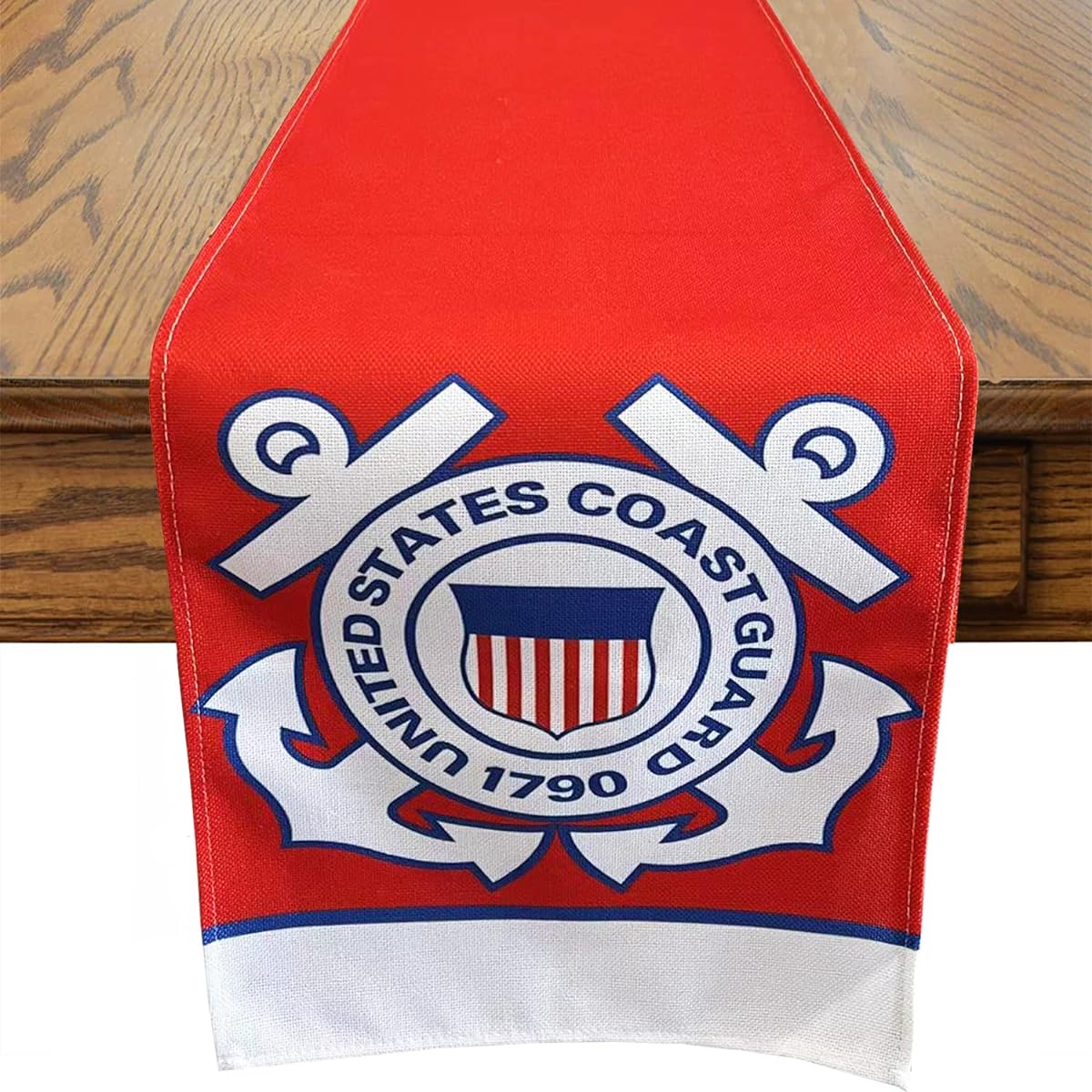 United States Coast Guard Table Runner Memorial Day Independence Day Veterans Day Military USCG Theme Tablecloth Kitchen Dining Table Linen Indoor Outdoor Home Party Decor 13 x 72 inches