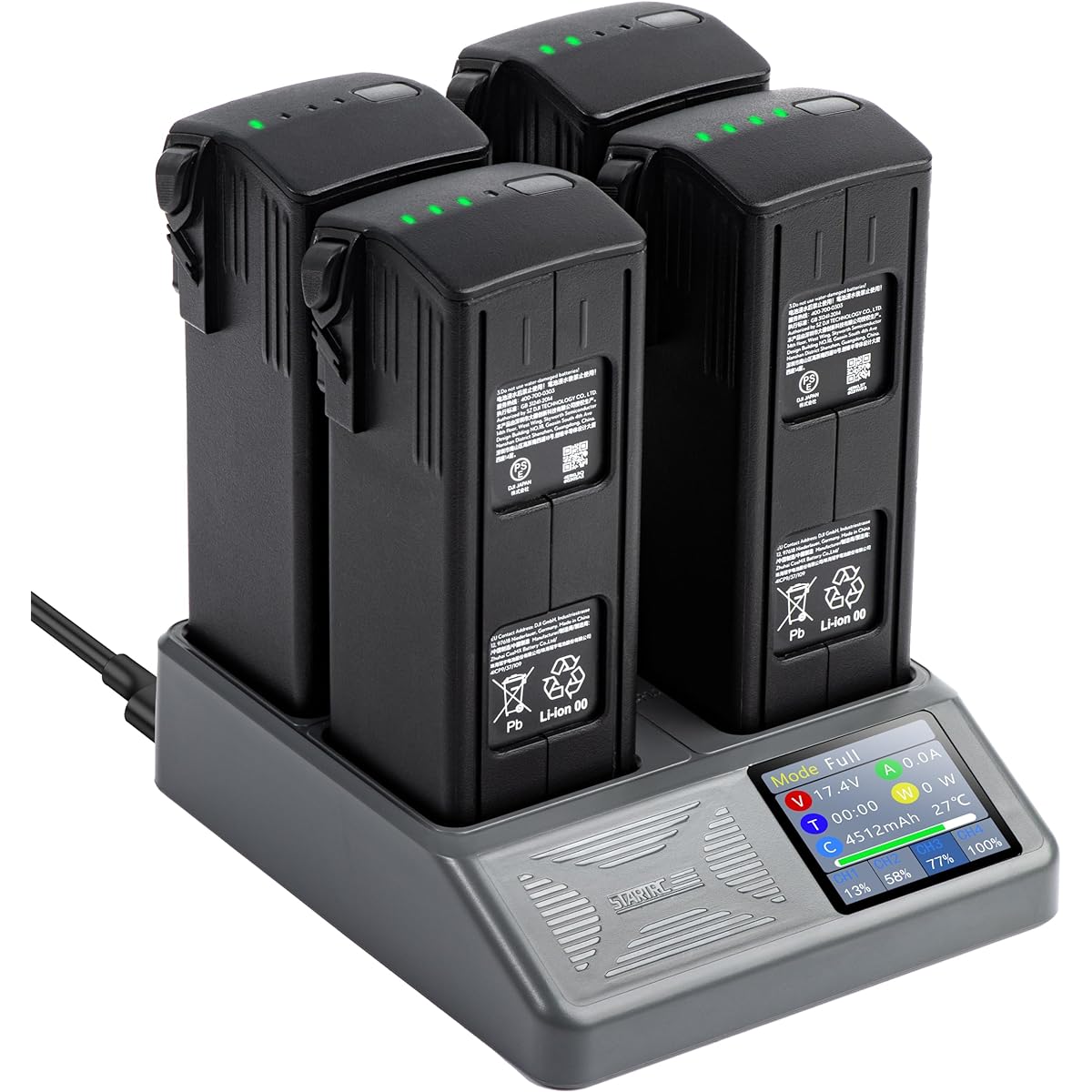 STARTRC Mavic 3 Series LCD Battery Charging Hub, 4 Battery Chargers for DJI Mavic 3 Classic, Mavic 3 Cine, Mavic 3 Pro Drone Accessories