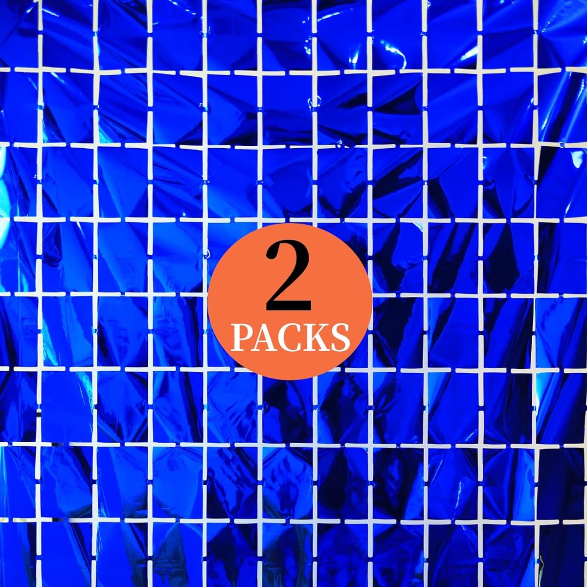 Blue Party Backdrop Foil Fringe Curtain Metallic Tinsel Streamer Photo Booth Props for Birthday Wedding Graduation Bridal Shower Baby Shower Bachelorette Party Decoration 3.3 x 6.5ft Set of 2