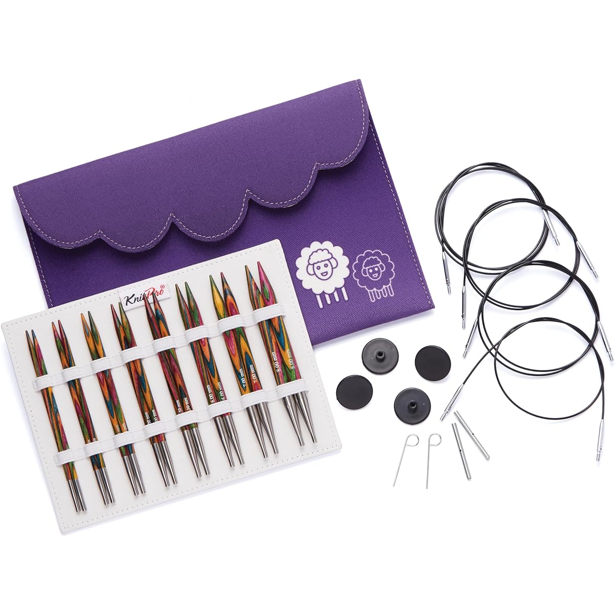 KnitPro Replaceable Circular Needles Symphony Wood New Deluxe Set (20661) Rotating Cable [KN] Knitting Hand Knitting