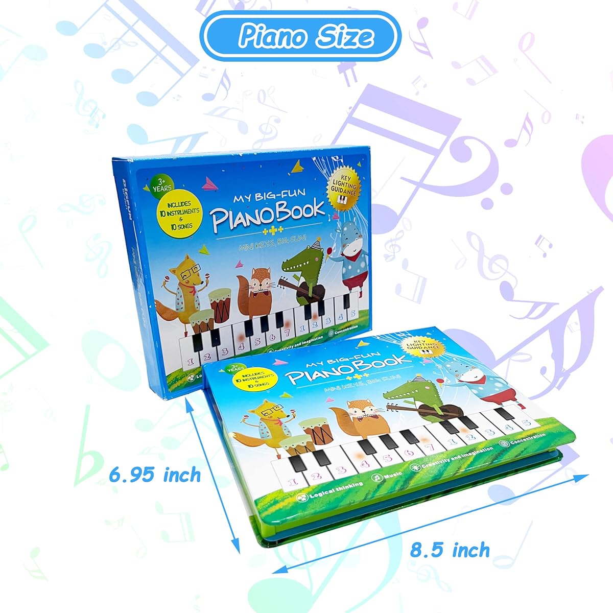Pinao Keyboard with Book for Toddlers - 2 in 1 Multifunctional Piano Music Toy for 3 4 5 6 Year Old Boys Girls Birthday Gift