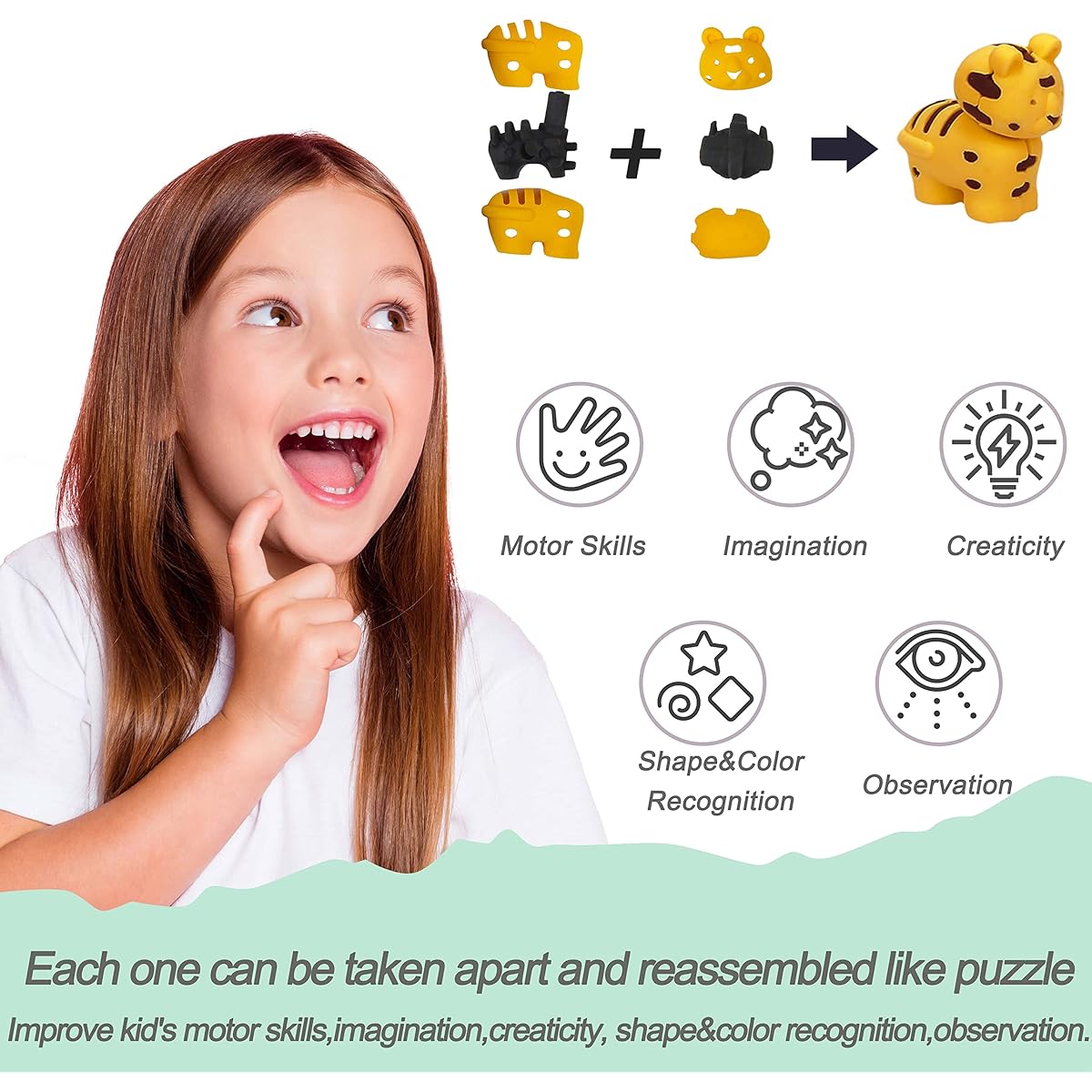 Pencil Erasers, 150pcs 3D Animal Erasers, Bulk Desk Pet Gifts for Kids, Classroom Prizes, Game Rewards, Treasure Chest, Party Favors, Pinata Fillers