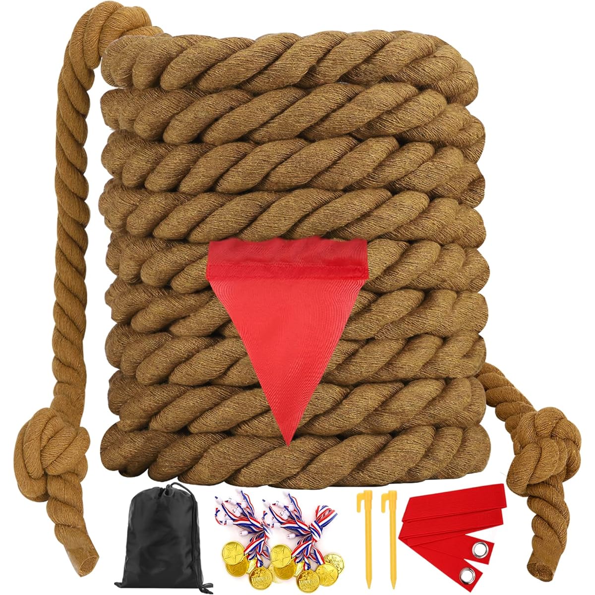 Outdoor Games 20ft Tug of War Rope for Kids and Adults, Perfect for Field Day, Family, Reunion, Birthday Party, Yard, Lawn Games, Summer Outdoor, Camping, Picnic, Carnival Games, Team Building Activities