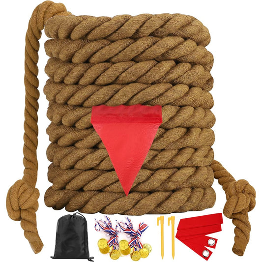 Outdoor Games 20ft Tug of War Rope for Kids and Adults, Perfect for Field Day, Family, Reunion, Birthday Party, Yard, Lawn Games, Summer Outdoor, Camping, Picnic, Carnival Games, Team Building Activities