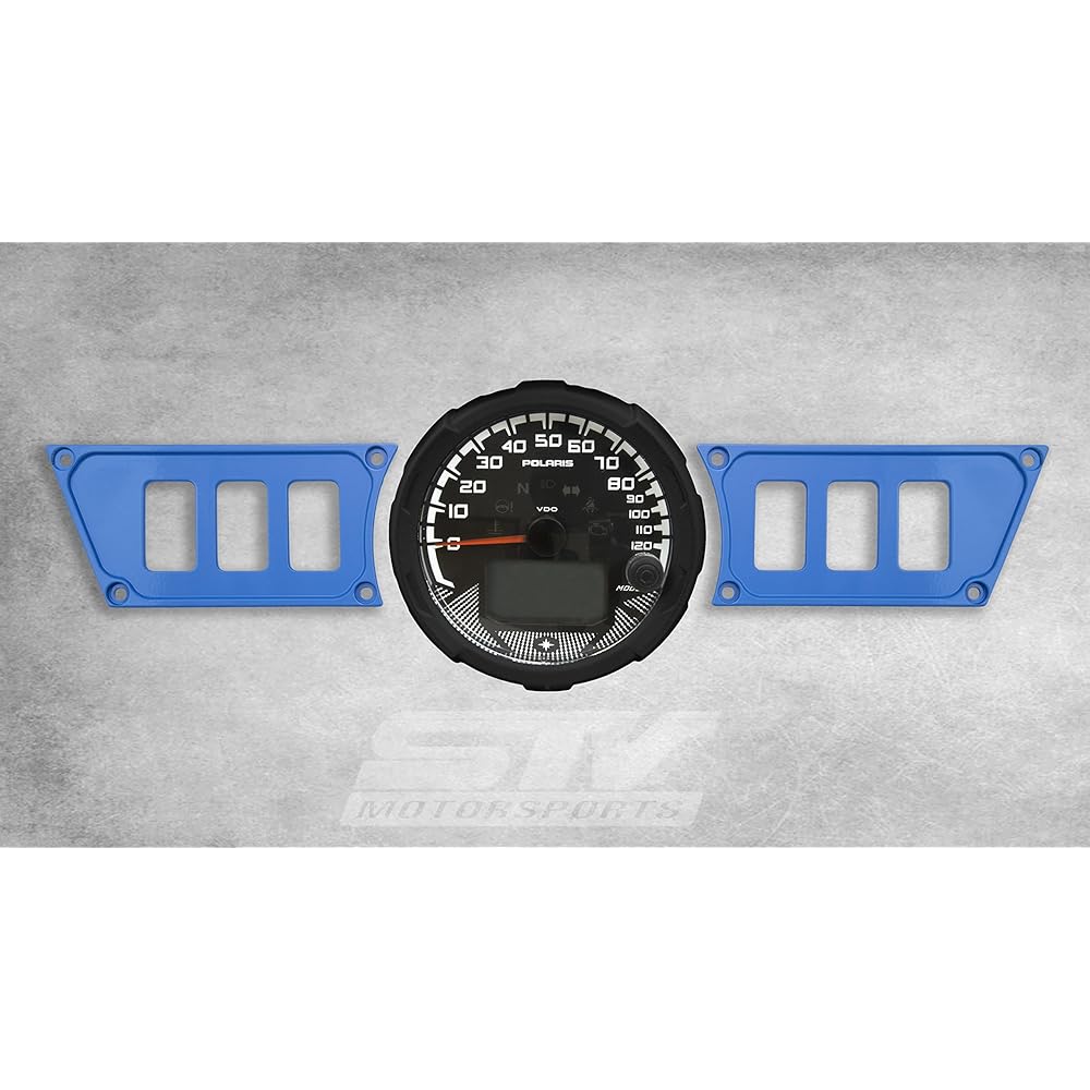 STVMotorsports Custom Aluminum Blue Dash Panel for 2015-2018 Polaris RZR XP 900 with 4 Laser Rocker Switches
