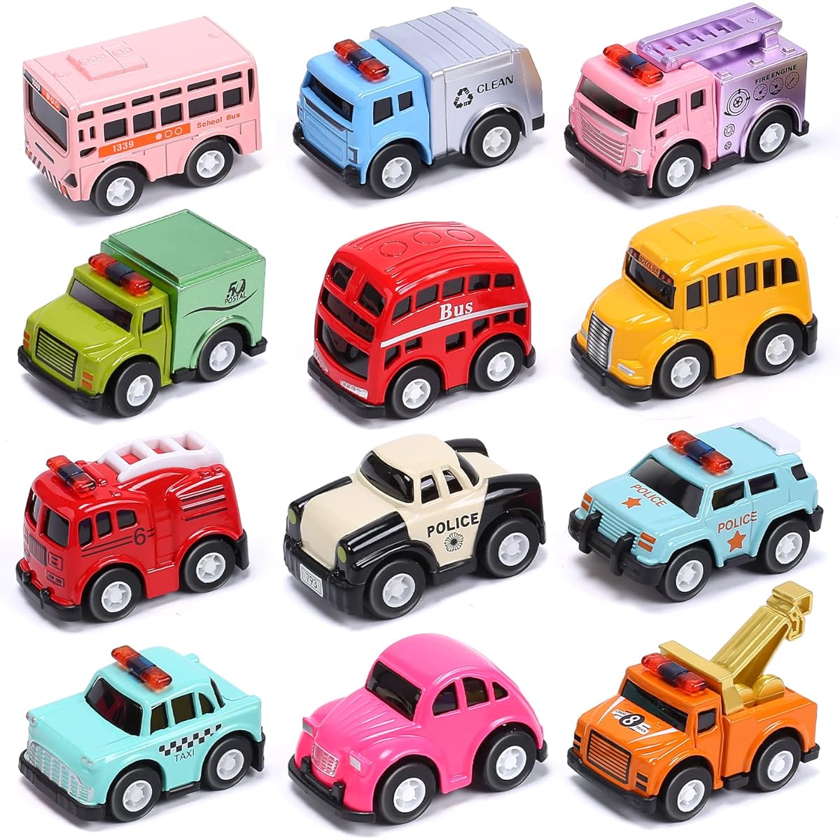 CUTE STONE 12 Pack Stuffed Easter Eggs Alloy Pull Back Cars Easter Basket Stuffers Party Favors Easter Egg Hunt Classroom Giveaway Supplies for Kids