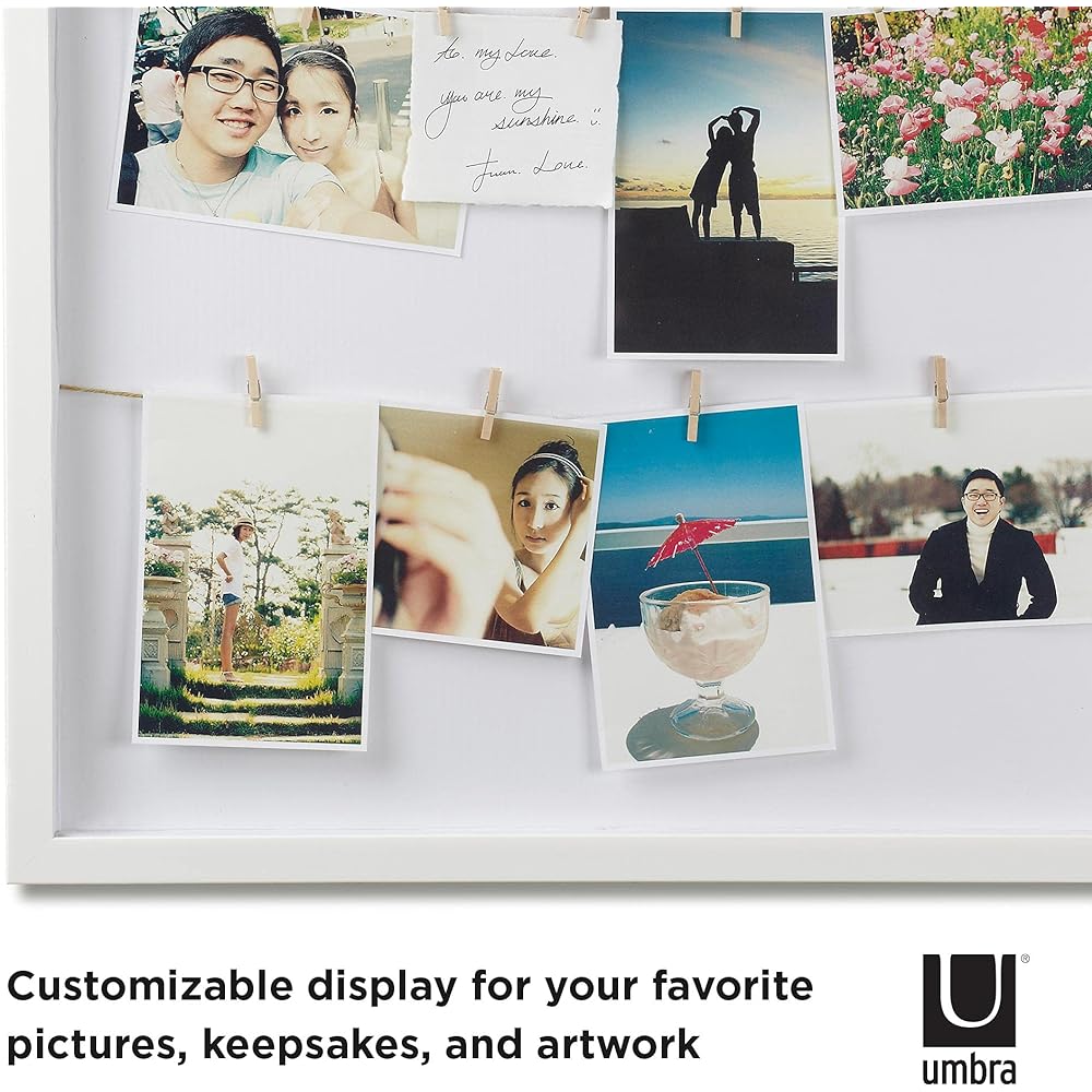 umbra CLOTHESLINE SHADOW Photo Frame Wall Hanging White Photo Photo