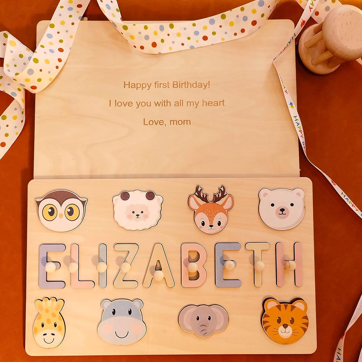 JIGFOXY Baby/Girl/Boy Gifts Name Puzzle Personalized Kids, Valentine Gifts for Baby Girls Custom Baby Girl First Birthday Gifts