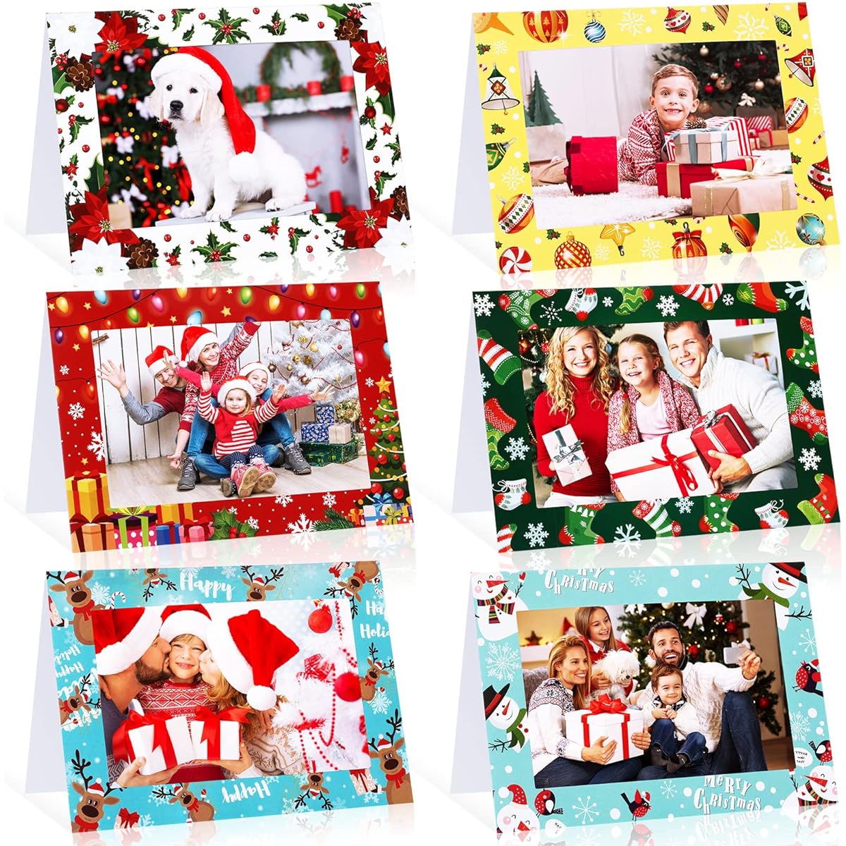 Christmas Photo Frame Greeting Cards with White Envelopes 72 Photo Sleeves Christmas Cards Fits 4 x 6 Inch Photos Christmas Card Photo Frame for Christmas Greeting Note Cards (Various Styles)