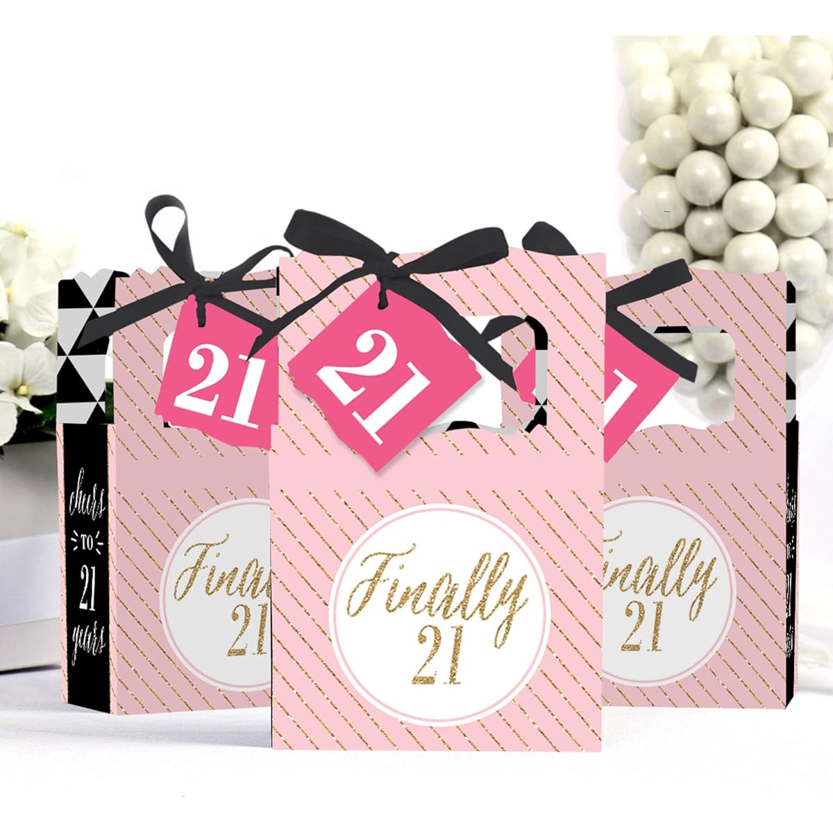 Finally 21st Birthday Party Favor Boxes for Girls - Set of 12