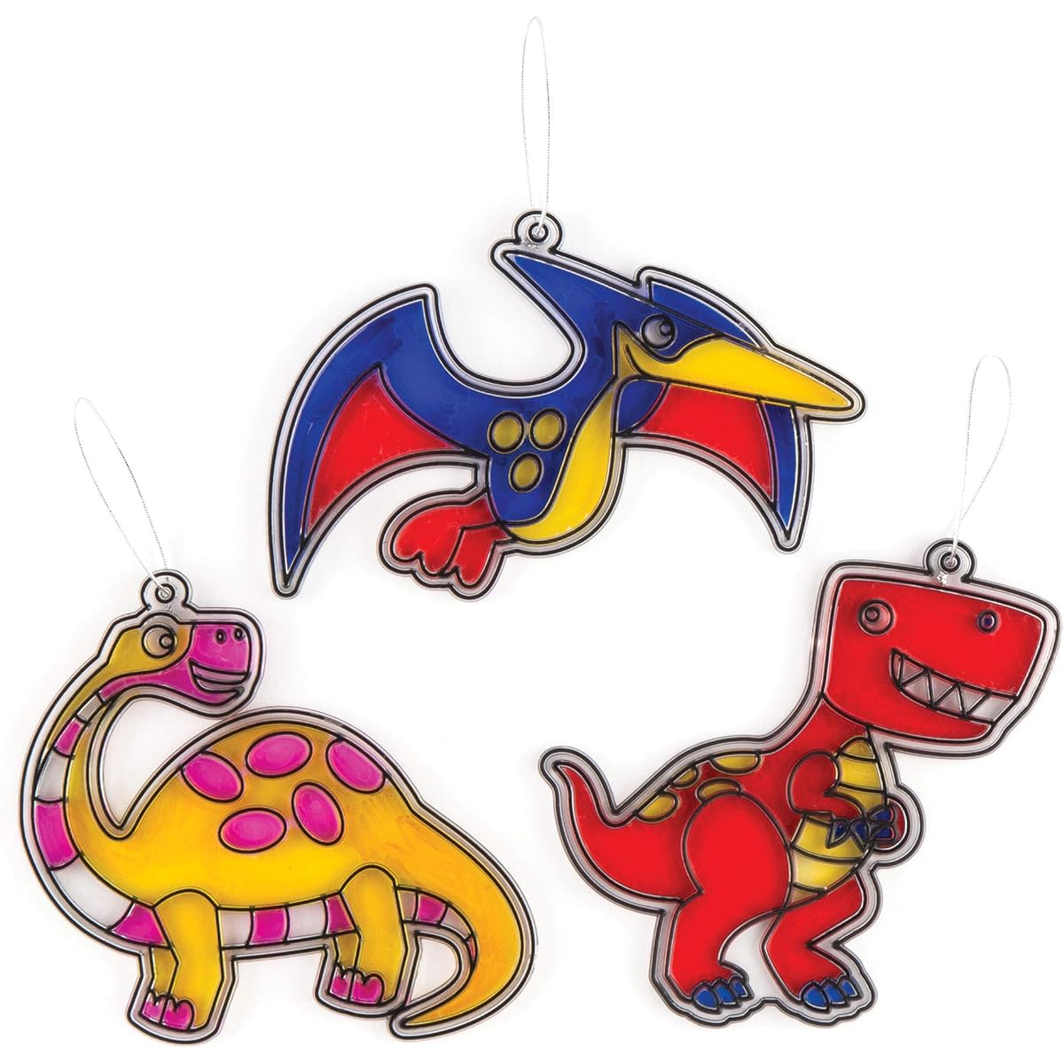 Baker Ross Dinosaur Sun Catcher Decoration Kit (Pack of 8) for Kids