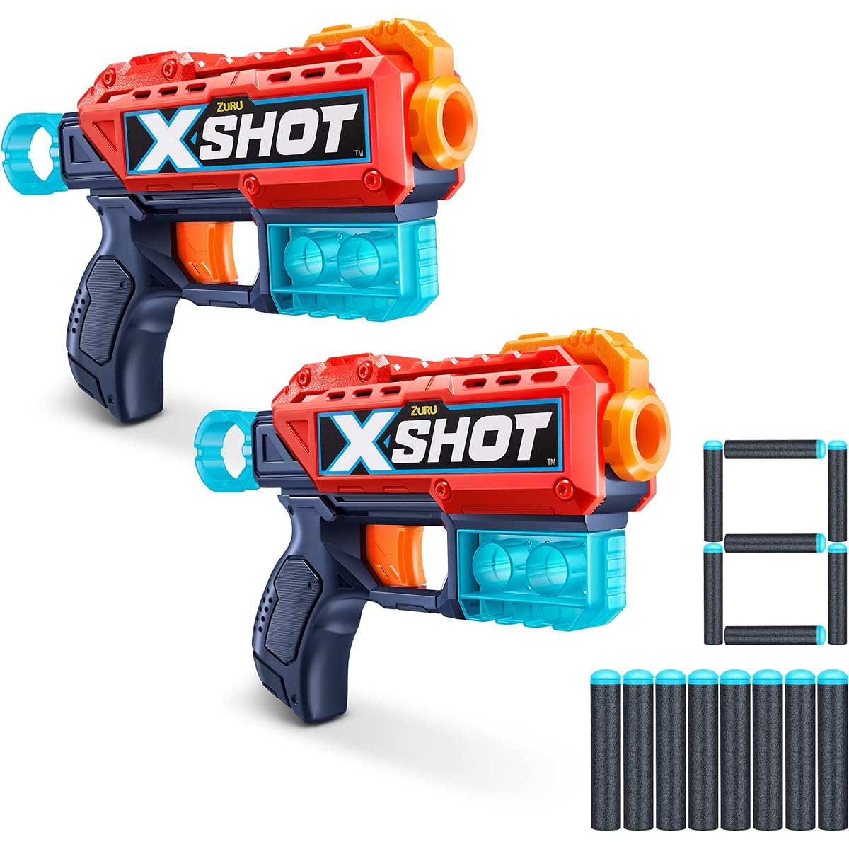 Excel Double Kickback (6 Shooting Targets + 8 Darts) Blaster Combo Pack ZURU X-Shot Red Foam Dart Blaster Toy Blaster Compact Toys for Kids Teens Adults (Red)