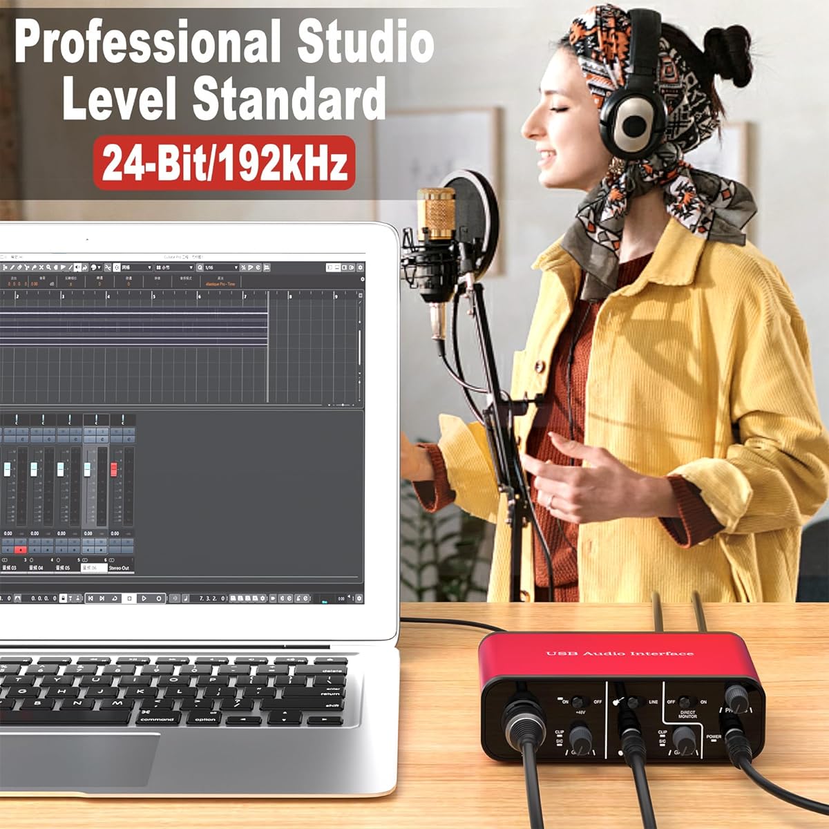 Audio Interface Solo Recording Podcast Streaming Recording Songwriting Streaming Podcast Plug and Play Noise Free XLR Audio Interface (#003)