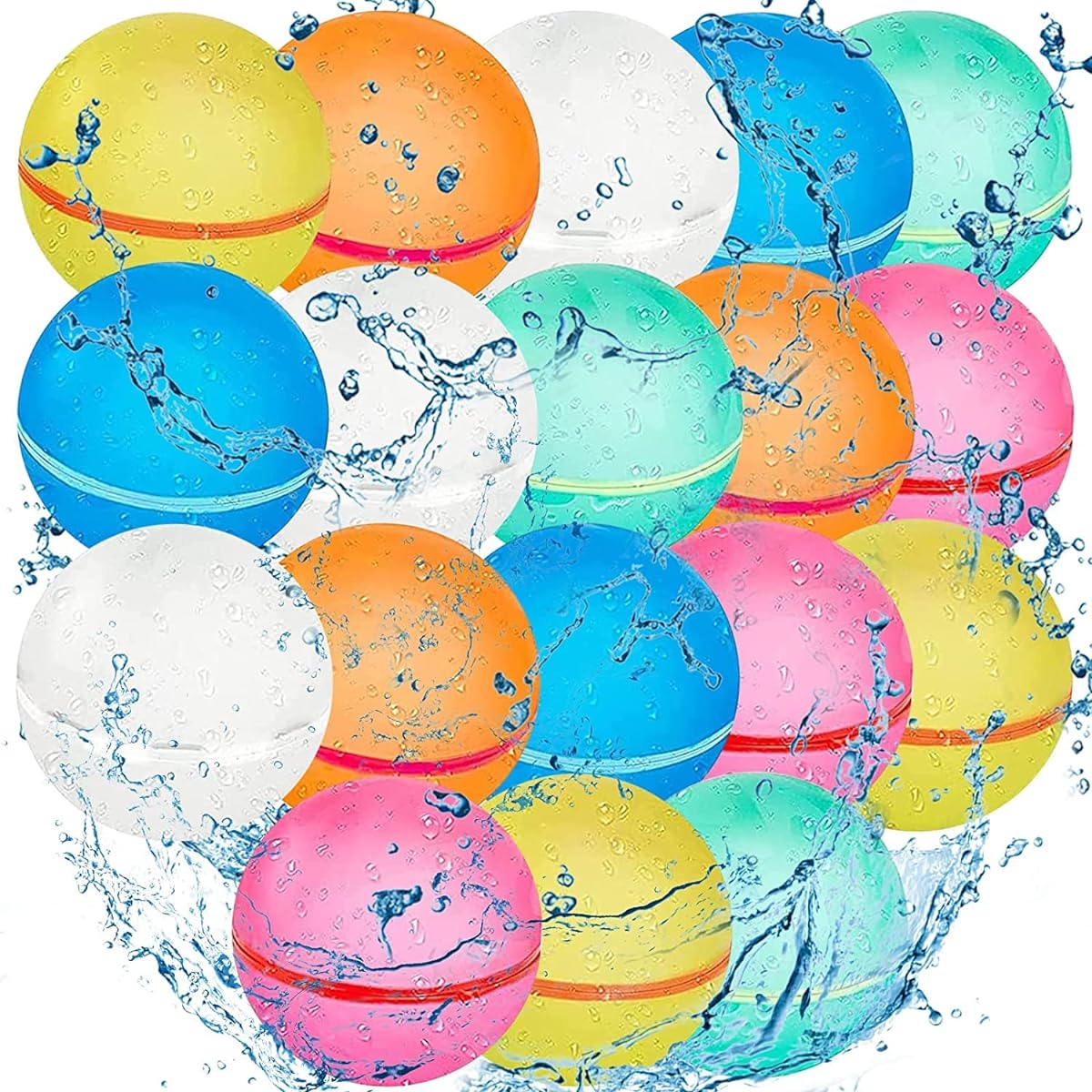 Reusable Water Balloons Balloons Soft Silicone Quick Fill Balloons for Kids Adults Outdoor Backyard Summer Party Easy Fun Water Play Games Swimming Pool Summer Fun Party Gifts Pool (18pcs Multicolor)