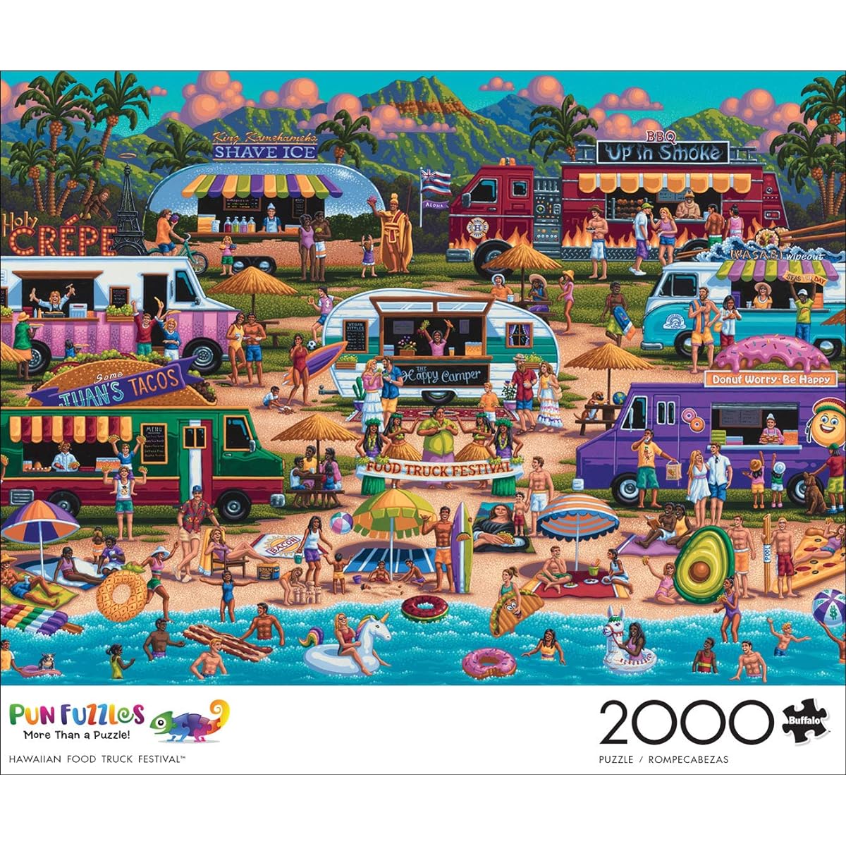 Buffalo Games 2114 Hawaiian Food Truck Festival Jigsaw Puzzle.