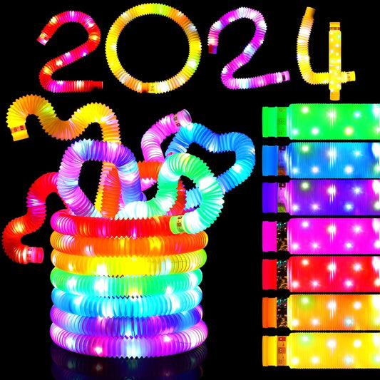 80pcs LED Glow Tubes Light Up Party Favors Sensory Toys LED Light Up Tubes Glow in the Dark Party Fidget Tubes for Valentine's Day Christmas Birthday Graduation Party Goodie Bag Stuffers