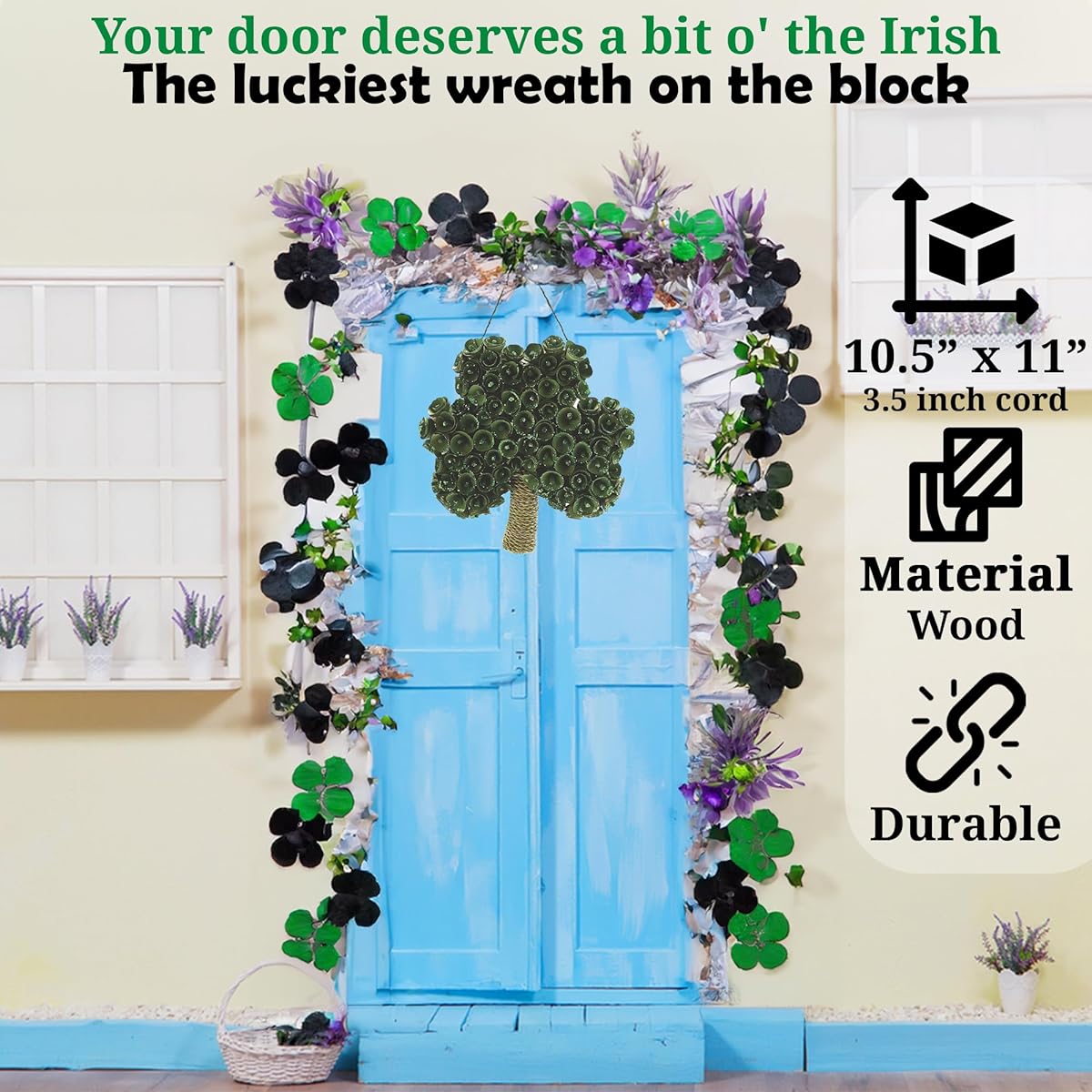 Shamrock Wreath - Home Decoration - 1 Piece