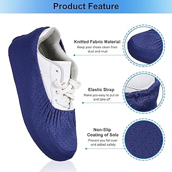 PATIKIL Shoe Covers 5 Pairs Reusable Anti-Slip Shoe Protector Covers Washable Soft Thick Shoe Covers for Indoor Lab Home Blue