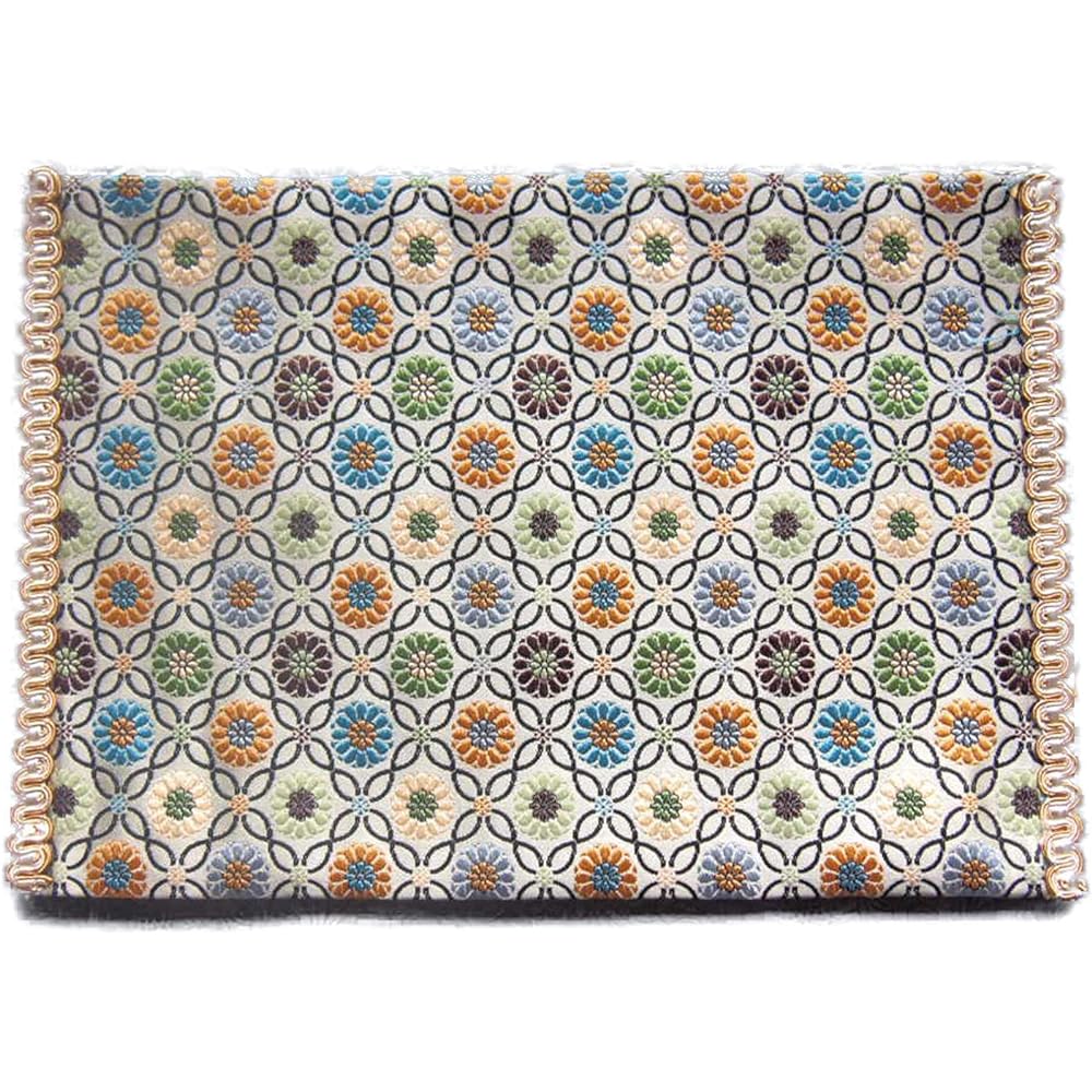 Sutra Desk Mat, Fireproof, Flame Retardant, Buddhist Altar Mat, Pawn, Sutra Desk Hanging, Flower Chain (No. 22: Chukyo Type (35.2 x 54cm), Brown)
