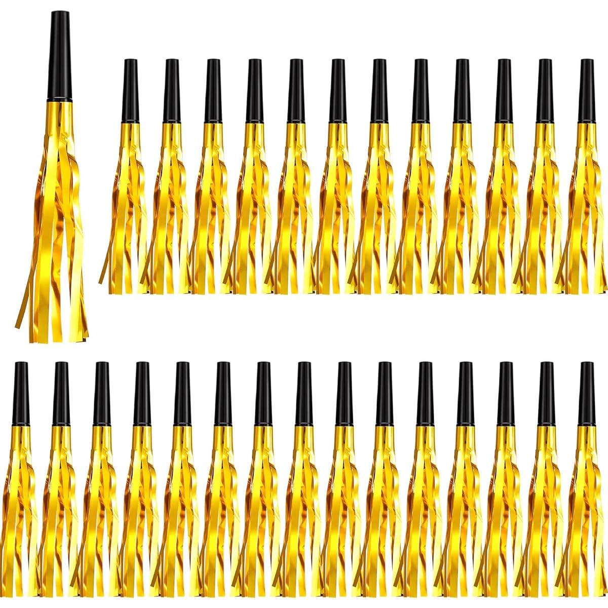 200pcs Noise Maker Party Blower Graduation Party Musical Party Horn Speech Bubble Clapper Noise Maker Birthday Sports Event Party Favors Supplies 2023 (Black Gold)
