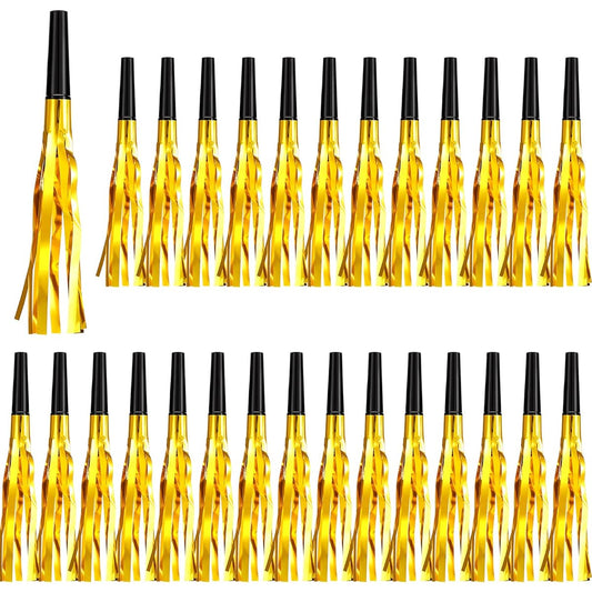 200pcs Noise Maker Party Blower Graduation Party Musical Party Horn Speech Bubble Clapper Noise Maker Birthday Sports Event Party Favors Supplies 2023 (Black Gold)