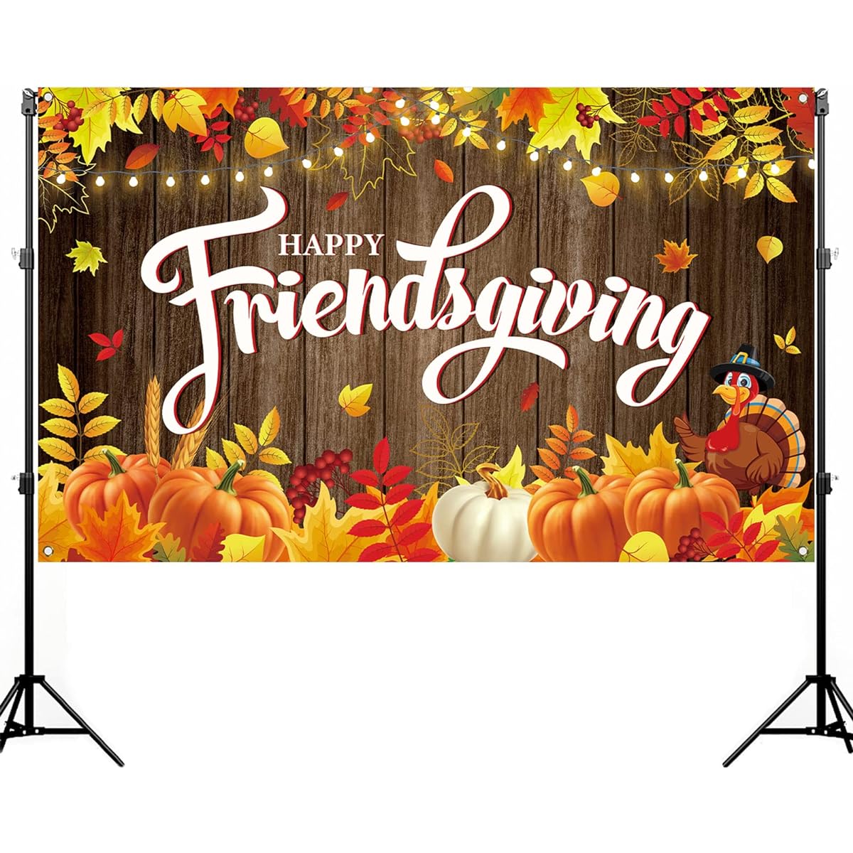 Nepnuser Happy Friendsgiving Photo Booth Background Pumpkin Harvest Fall Thanksgiving Friends Party Wall Decor 5.9x3.6ft