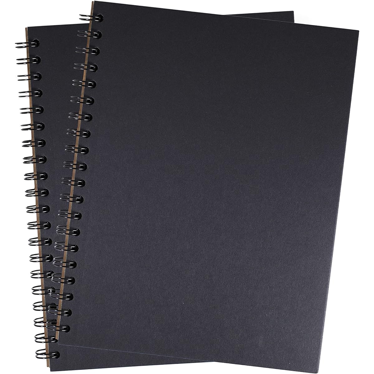Unlined Blackout Notebook 8 x 10.5 Inch Spiral Bound Black Paper Journal 55 Sheets Recycled & Sustainable Tonal Sketchbook for Visual Note Taking Set of 2
