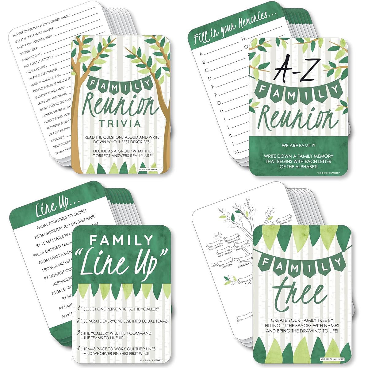 Big Dot of Happiness Family Tree Reunion - Family Gathering Party Game - 10 Cards Each - Gamerific Bundle