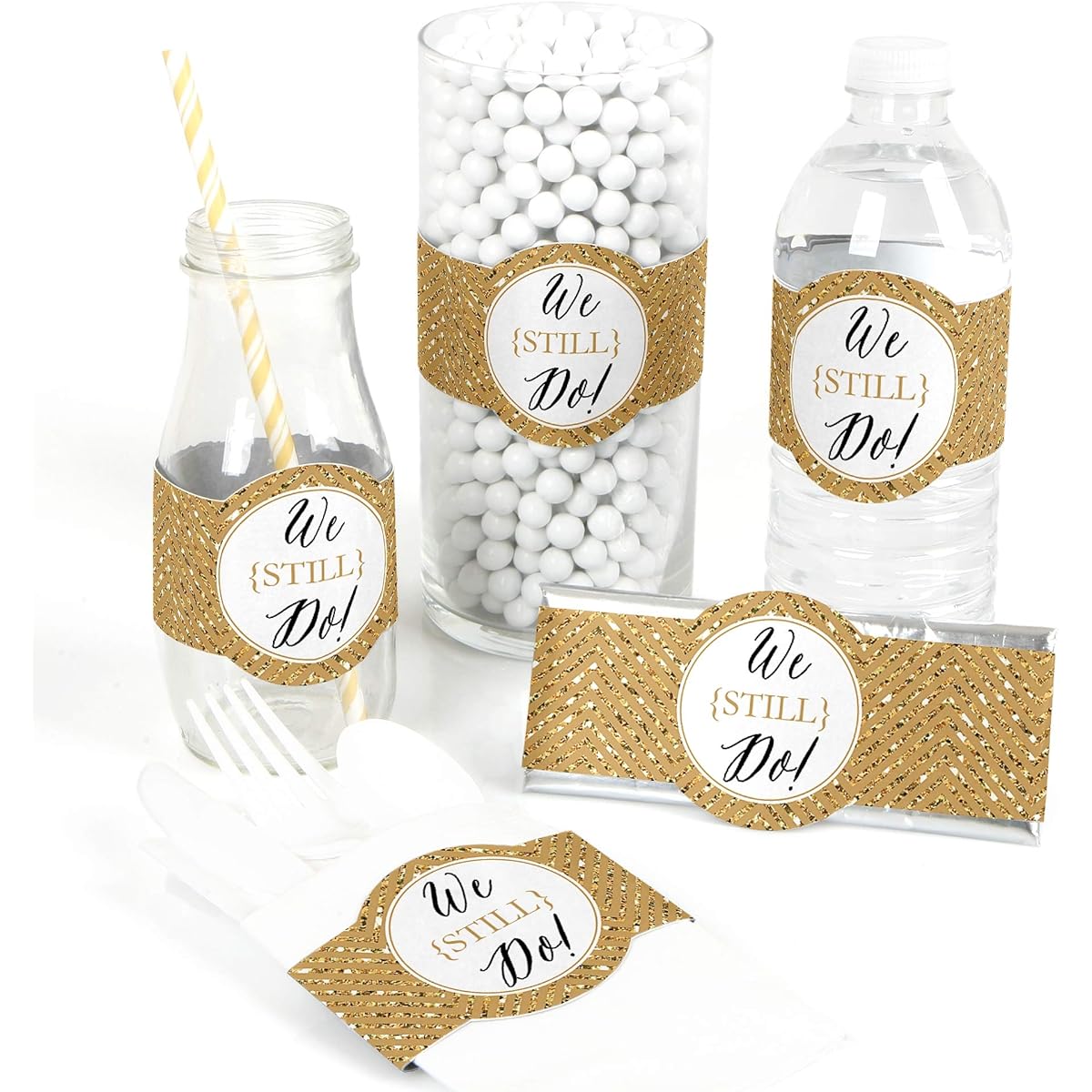 We Still Do - 50th Anniversary - DIY Party Supplies - Wedding Anniversary Party DIY Wrappers Favors & Decorations - Set of 15