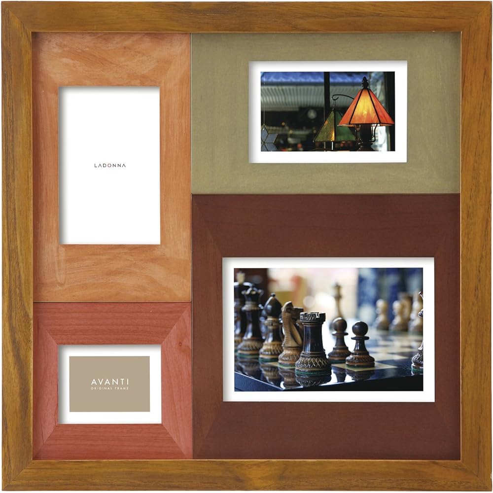 LADONNA Photo Frame CW37-60-BR Wooden Multi-sided (2L x 2, P x 2, Mini x 1) Brown 082384
