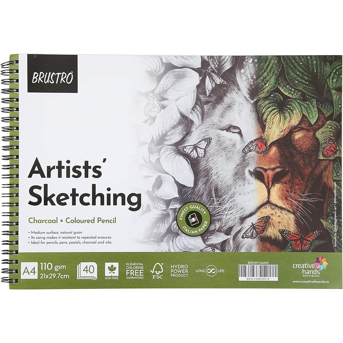 BRUSTRO artist sketch wiro pad a4-110gsm (40 sheets) white